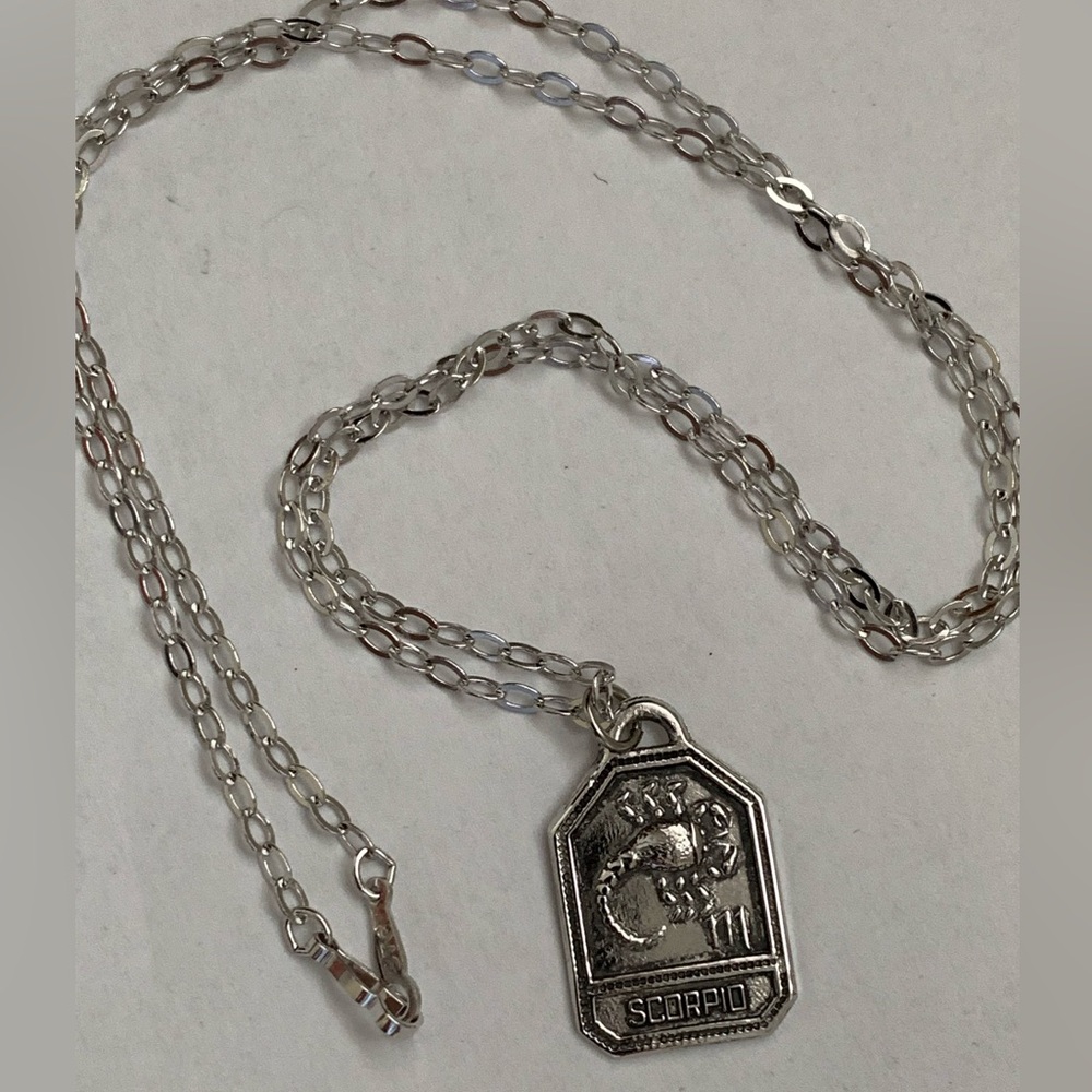 Scorpio zodiac pendant with 18” chain Sterling silver NEW Vintage - Picture 2 of 9